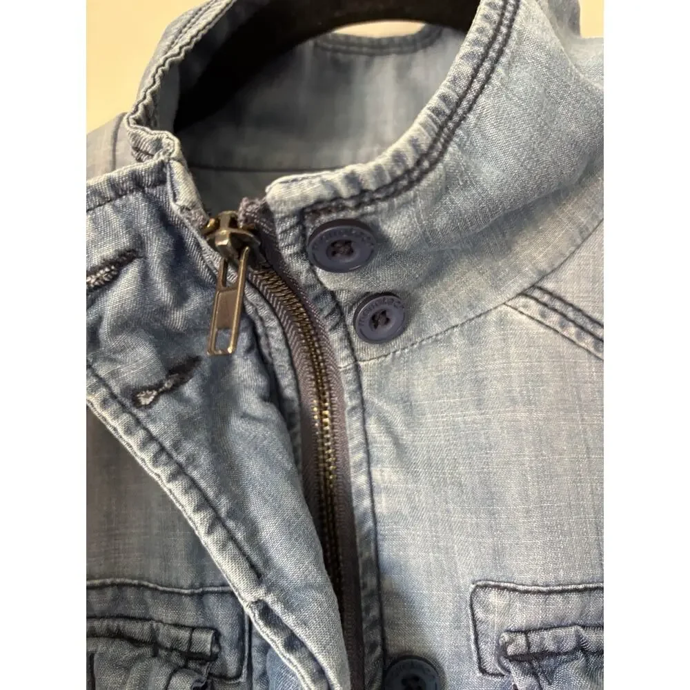 Anthropology Marrakech Denim Lyocell Utility Jacket XS Blue Jean Pockets Boho